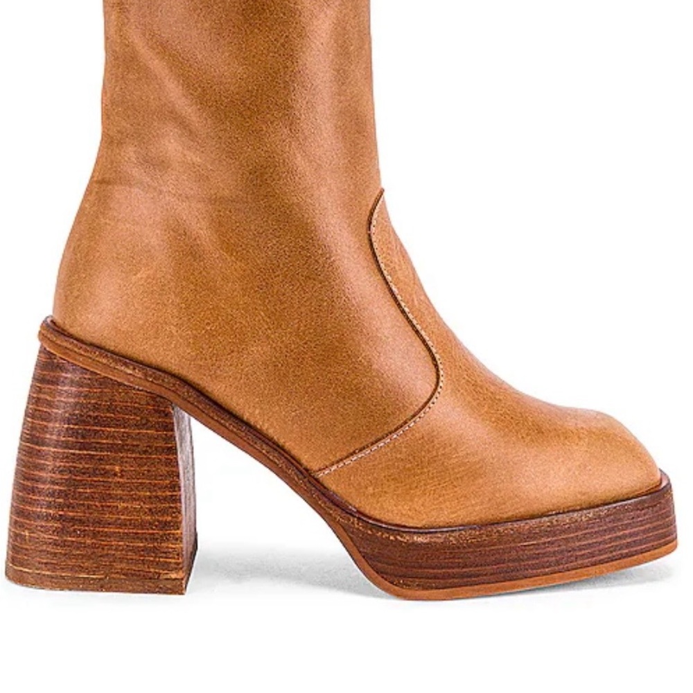 Free People Ruby Shine Leather Women's Boots in Caramel, Size 37 Europe/6.5 US